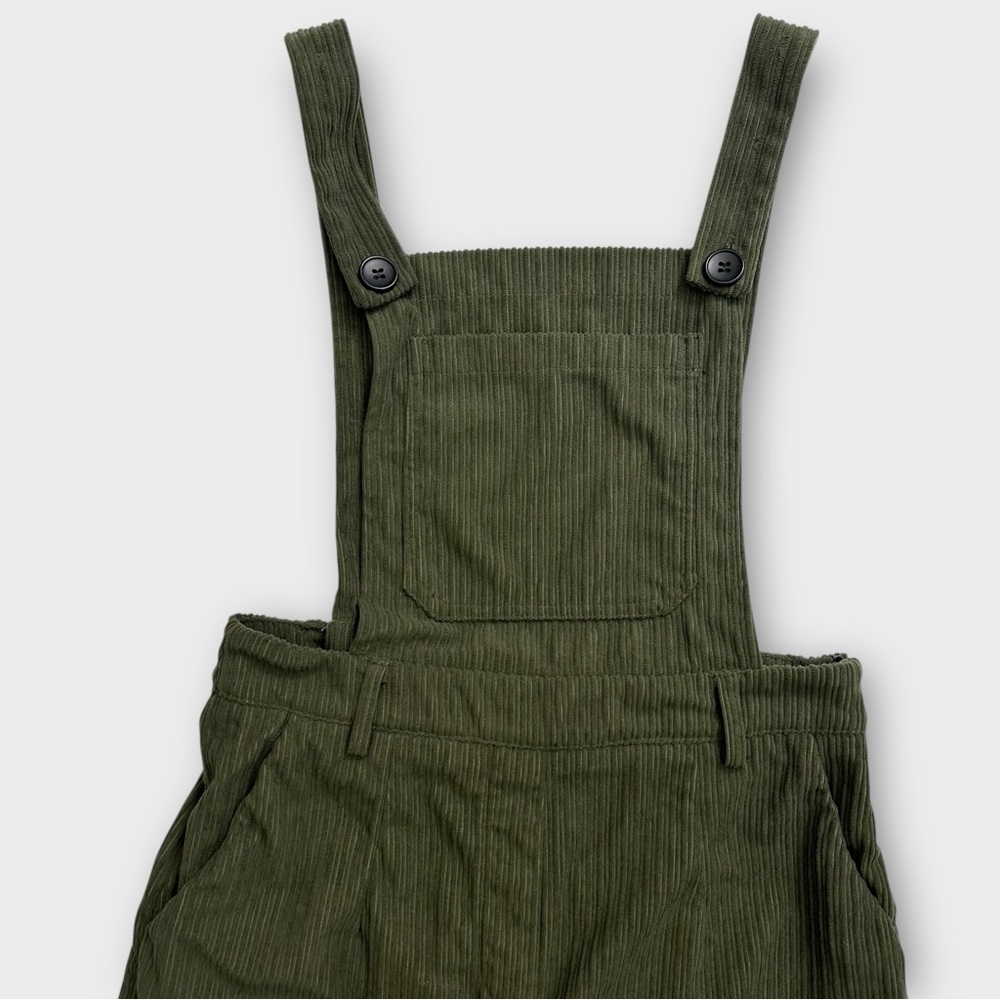 Cider Corduroy Overall Mini Dress Size Small Olive Green Fall - Picture 3 of 4